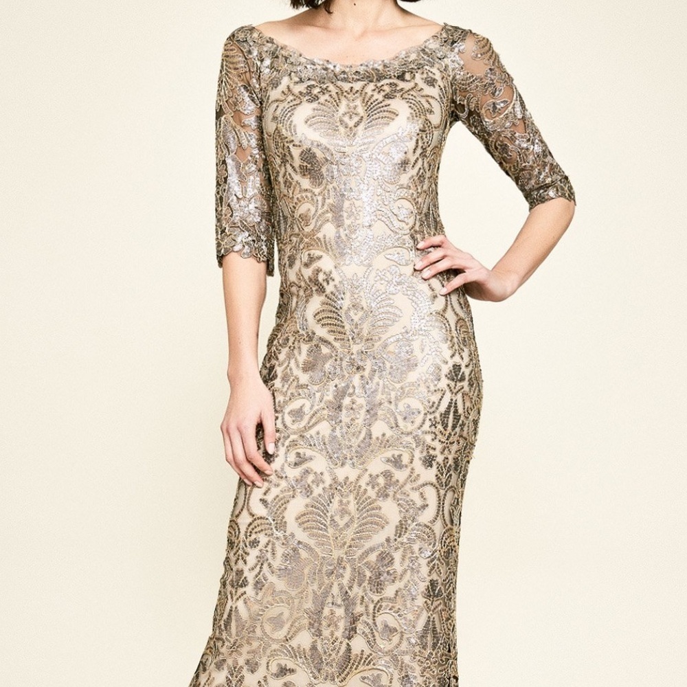 Tadashi Shoji Jemison Sequin Embroidered Gown, Size 8. - Picture 13 of 14